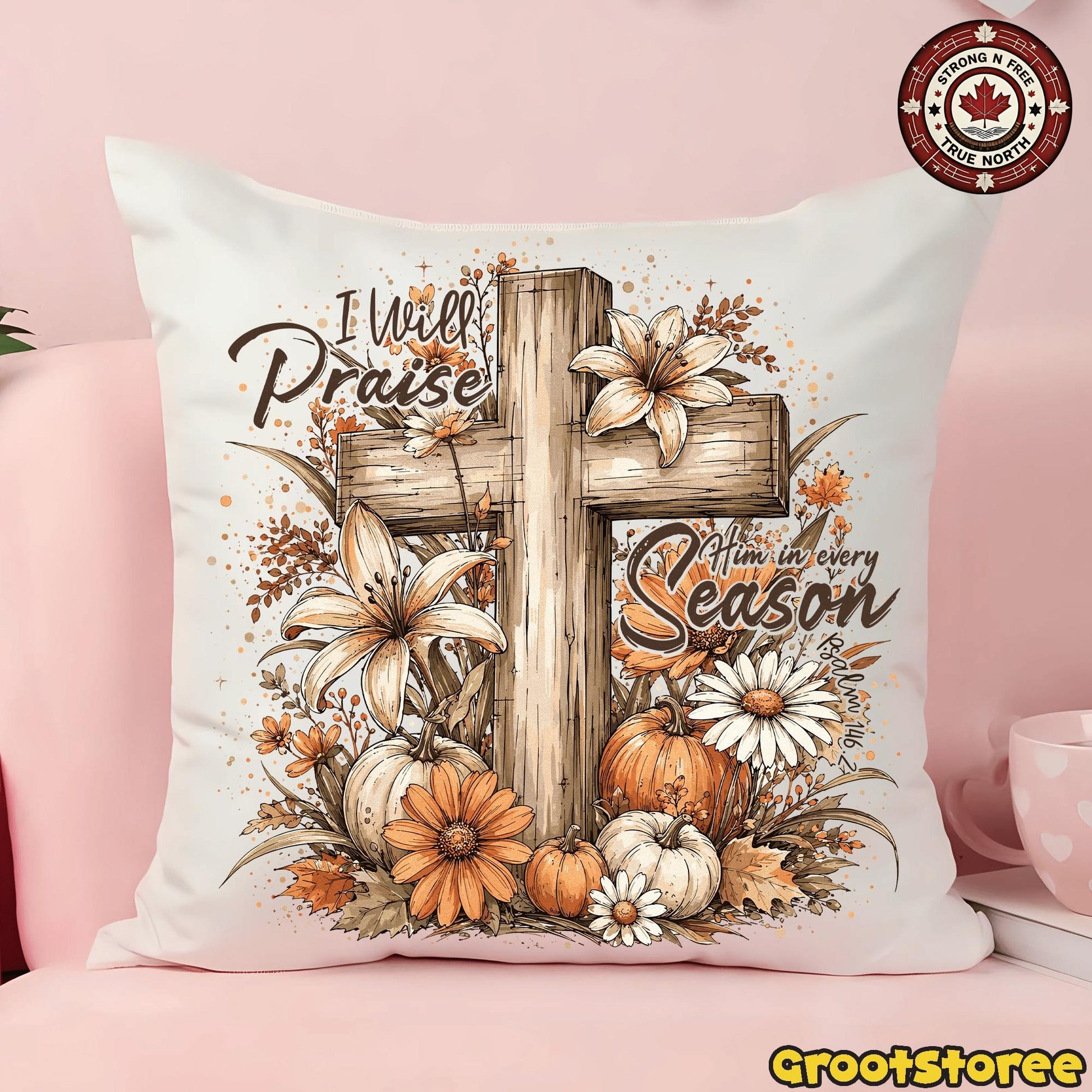 Retro Autumn Christian , Fall Cross Floral Design, Christian Coquette Pumpkin ready-to-press DTF transfer photo 6