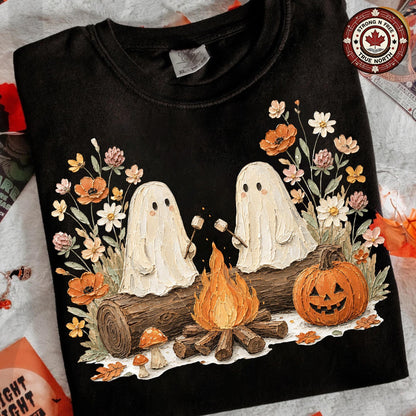 Botanical Ghost , Camping Spooky Season Design, Wildflowers Ghost Lover , ready-to-press DTF transfer photo 1