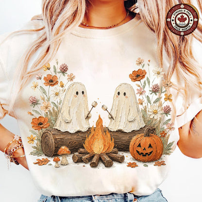 Botanical Ghost , Camping Spooky Season Design, Wildflowers Ghost Lover , ready-to-press DTF transfer photo 3