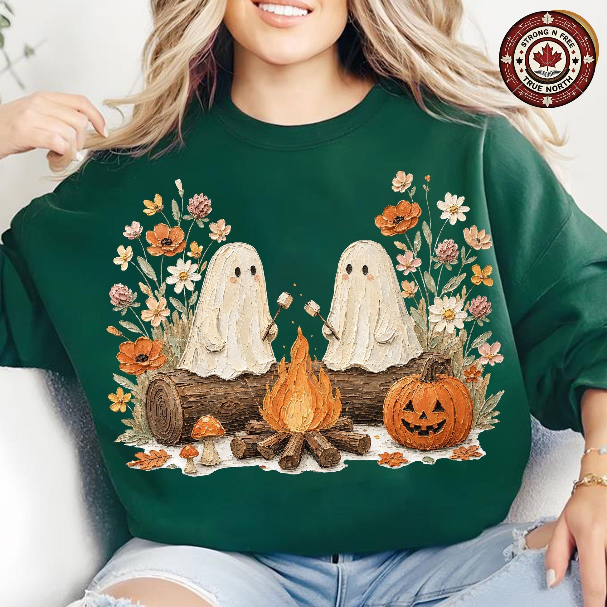 Botanical Ghost , Camping Spooky Season Design, Wildflowers Ghost Lover , ready-to-press DTF transfer photo 5