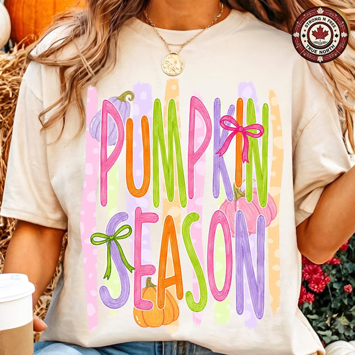 Pumpkin Season , Fall Pumpkin Patch Design, Autumn Stripes Shirt Graphic, ready-to-press DTF transfer photo 2