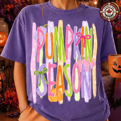 Pumpkin Season , Fall Pumpkin Patch Design, Autumn Stripes Shirt Graphic, ready-to-press DTF transfer photo 3