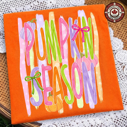 Pumpkin Season , Fall Pumpkin Patch Design, Autumn Stripes Shirt Graphic, ready-to-press DTF transfer photo 5