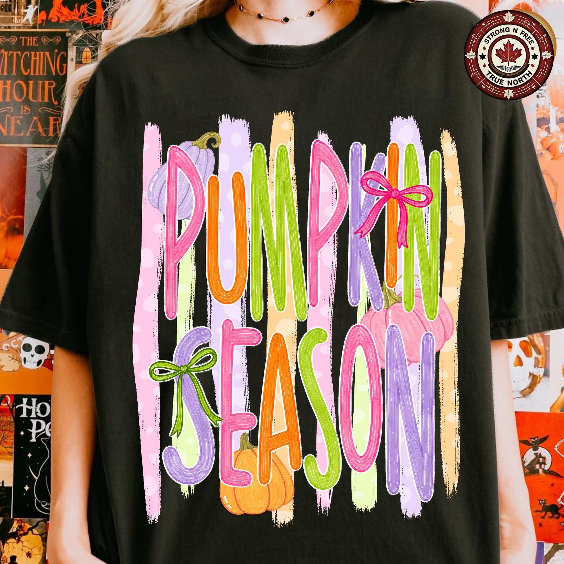 Pumpkin Season , Fall Pumpkin Patch Design, Autumn Stripes Shirt Graphic, ready-to-press DTF transfer photo 6
