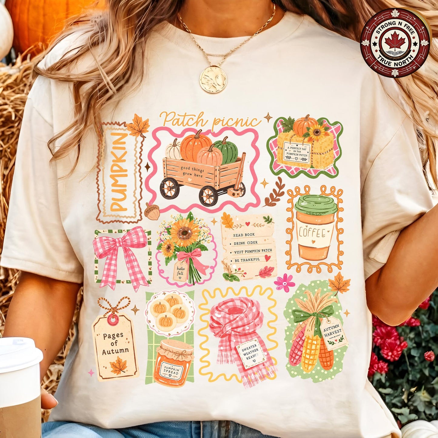 Autumn Bookish , Pumpkin Patch Fall Design, Coffee And Books Cozy Season ready-to-press DTF transfer photo 1