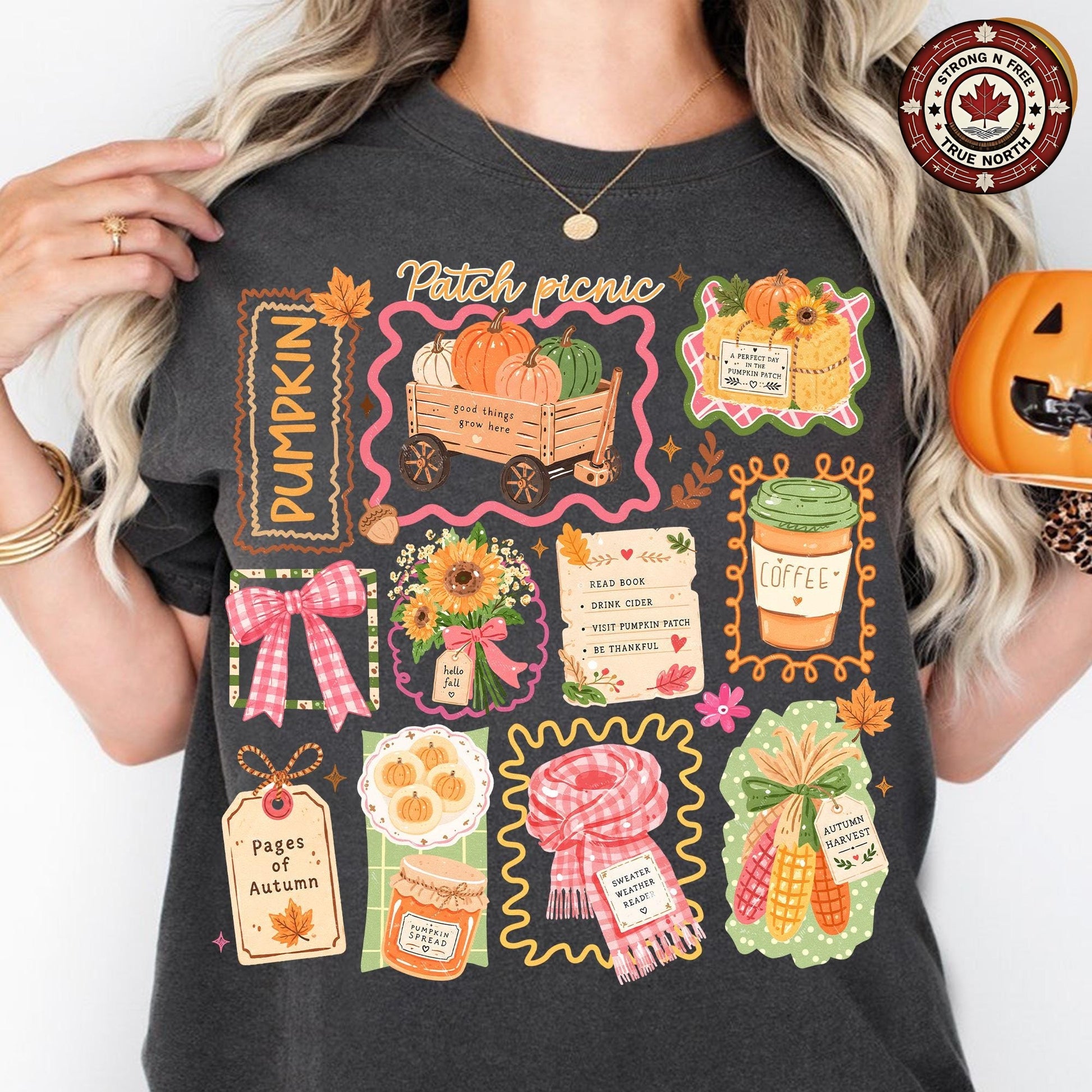 Autumn Bookish , Pumpkin Patch Fall Design, Coffee And Books Cozy Season ready-to-press DTF transfer photo 2