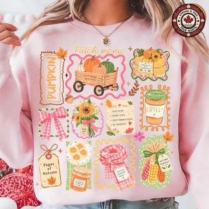 Autumn Bookish , Pumpkin Patch Fall Design, Coffee And Books Cozy Season ready-to-press DTF transfer photo 5
