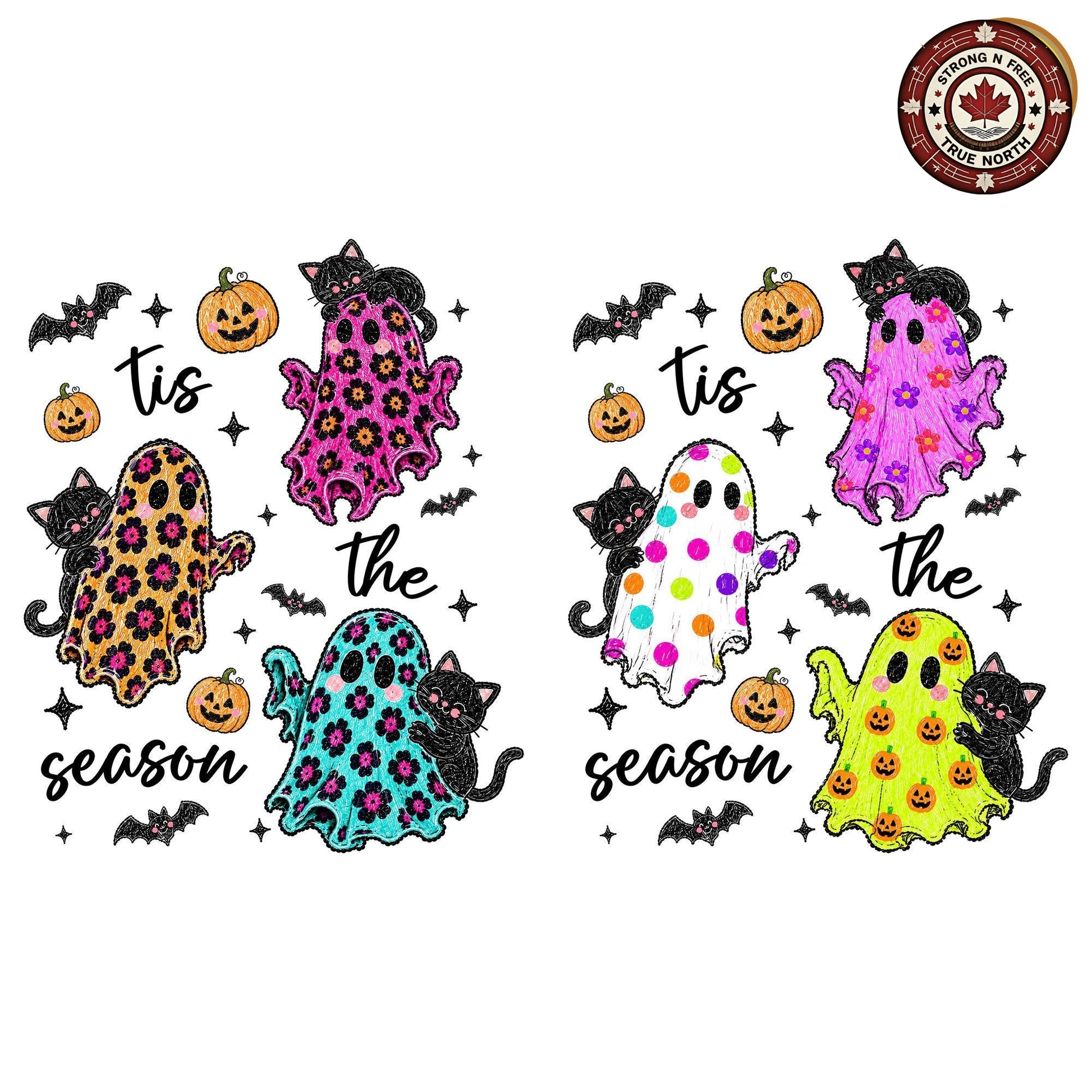 Halloween Ghost Bundle, Tis The Season Spooky Design, Leopard Checkered ready-to-press DTF transfer photo 2
