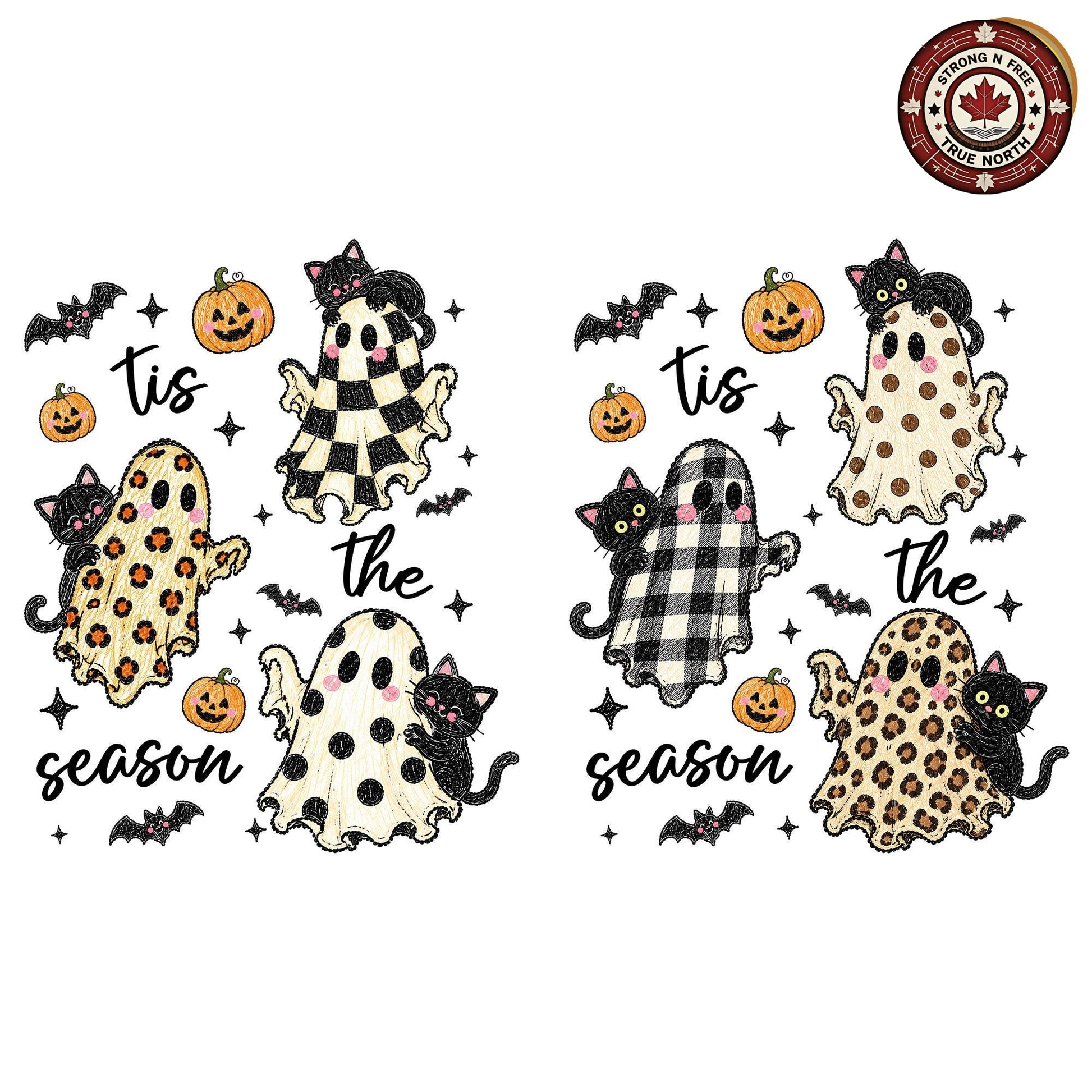 Halloween Ghost Bundle, Tis The Season Spooky Design, Leopard Checkered ready-to-press DTF transfer photo 3