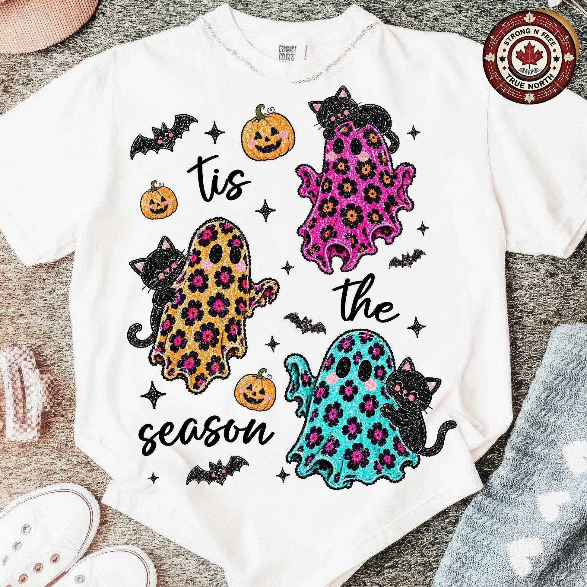 Halloween Ghost Bundle, Tis The Season Spooky Design, Leopard Checkered ready-to-press DTF transfer photo 4