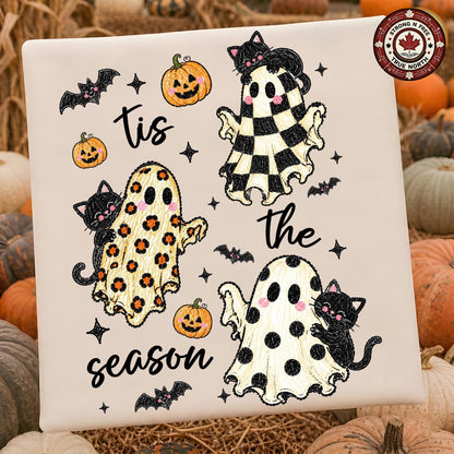 Halloween Ghost Bundle, Tis The Season Spooky Design, Leopard Checkered ready-to-press DTF transfer photo 5