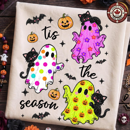 Halloween Ghost Bundle, Tis The Season Spooky Design, Leopard Checkered ready-to-press DTF transfer photo 6