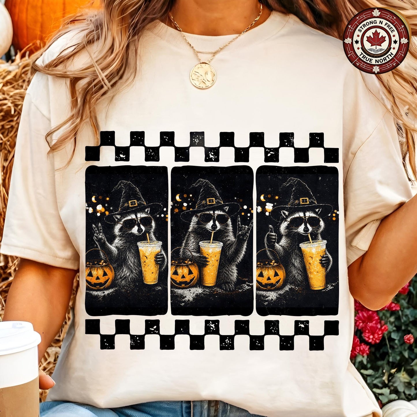 Spooky Season , Halloween Trash Panda Design, Funny Raccoon Witch Graphic, ready-to-press DTF transfer photo 2