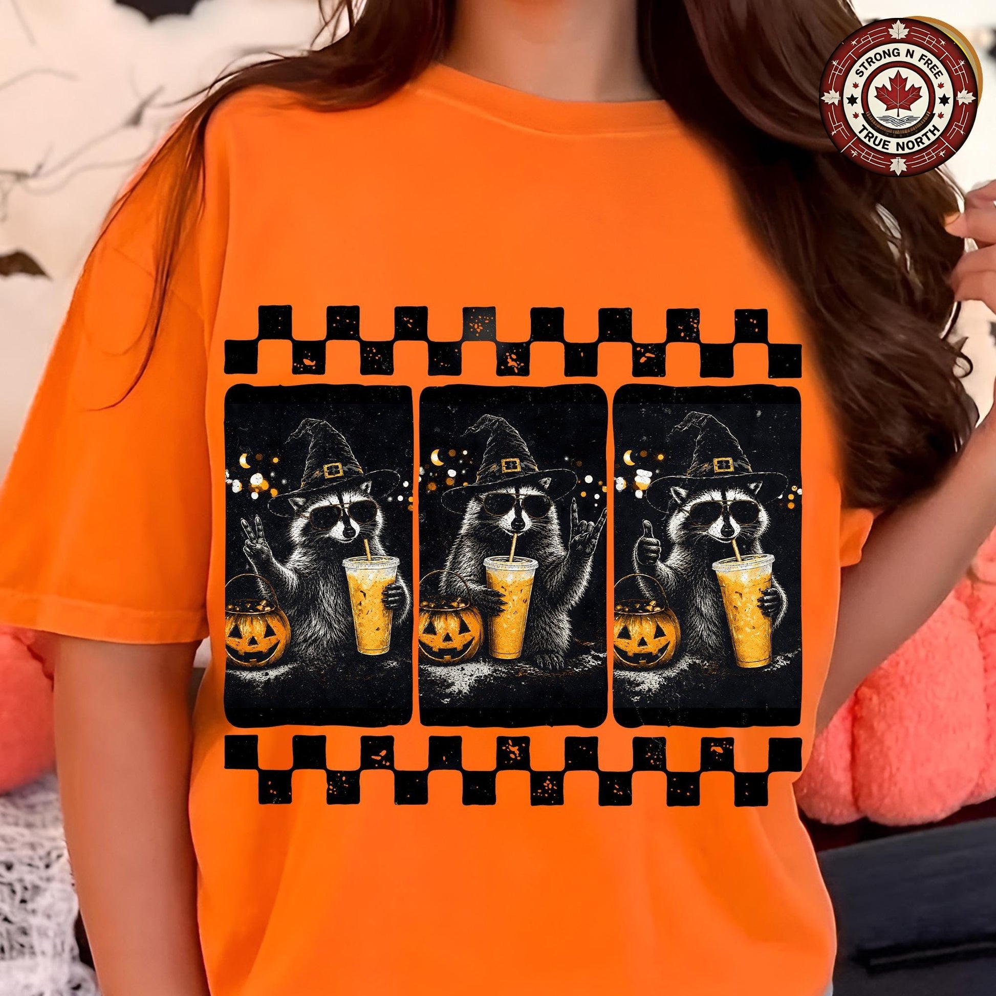 Spooky Season , Halloween Trash Panda Design, Funny Raccoon Witch Graphic, ready-to-press DTF transfer photo 3