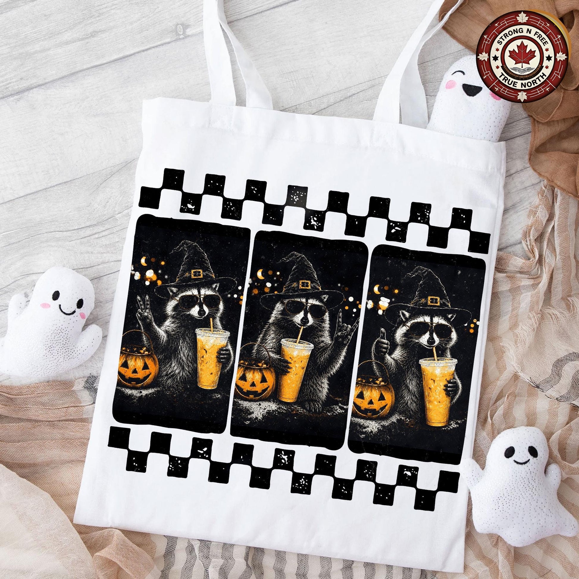 Spooky Season , Halloween Trash Panda Design, Funny Raccoon Witch Graphic, ready-to-press DTF transfer photo 4