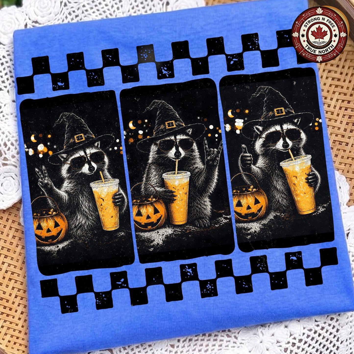 Spooky Season , Halloween Trash Panda Design, Funny Raccoon Witch Graphic, ready-to-press DTF transfer photo 5