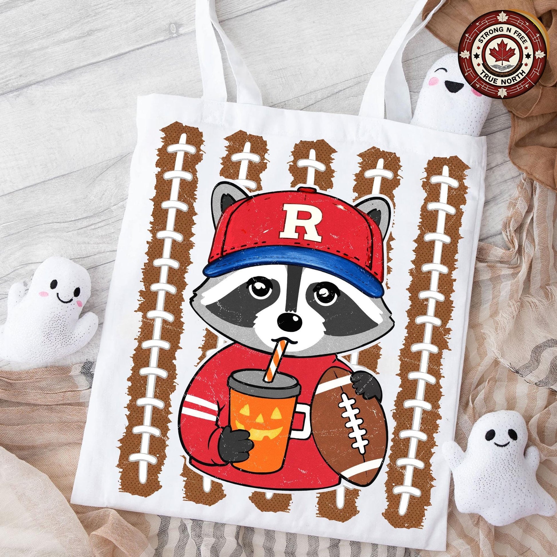 Football Raccoon , Fall Football Design, Pumpkin Latte Raccoon Graphic, Cute ready-to-press DTF transfer photo 6