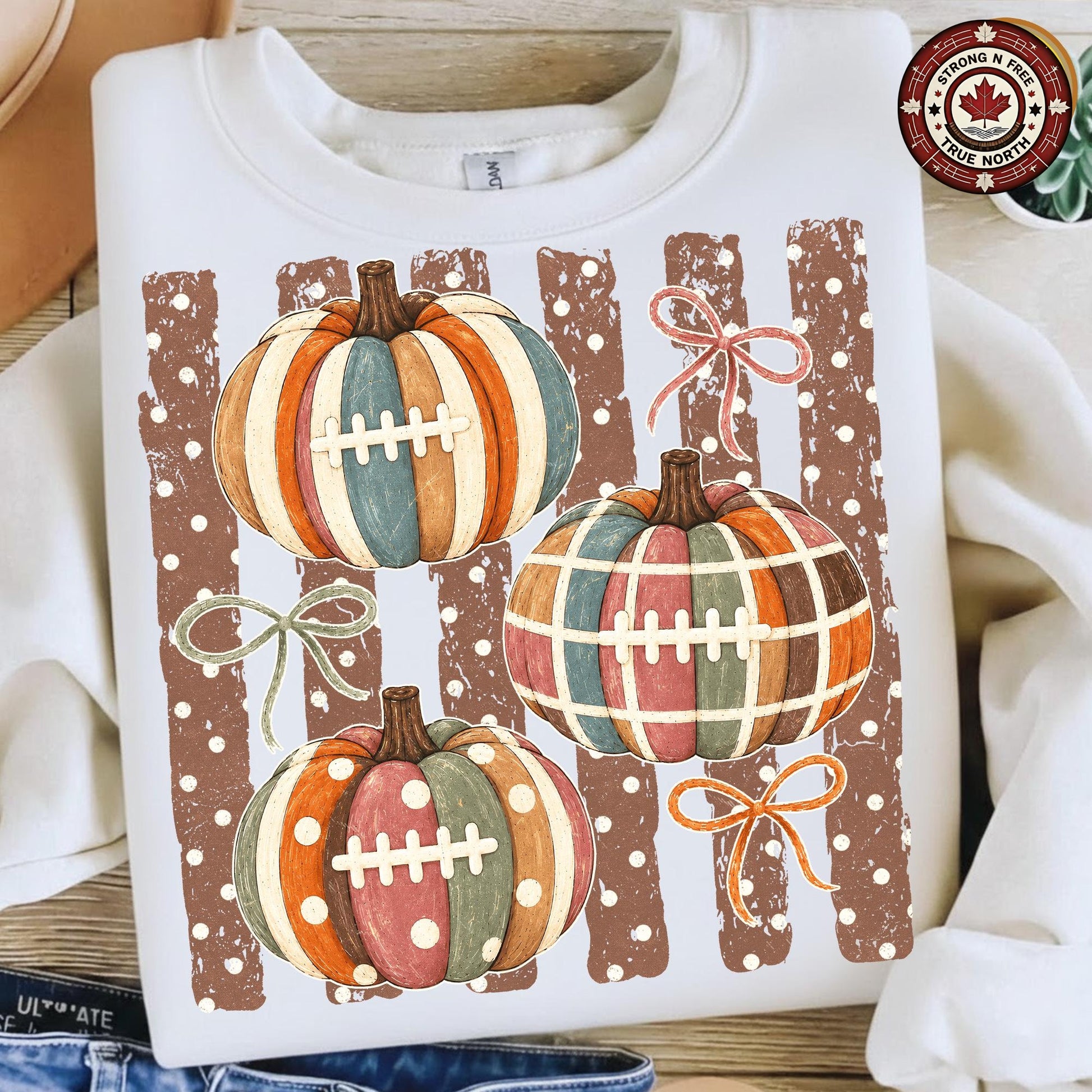 Vintage Football Fall , Pumpkin Football Shirt Design, Game Day , Autumn ready-to-press DTF transfer photo 1