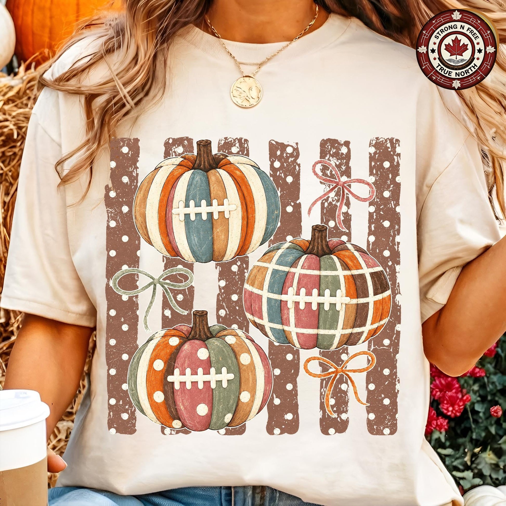 Vintage Football Fall , Pumpkin Football Shirt Design, Game Day , Autumn ready-to-press DTF transfer photo 2