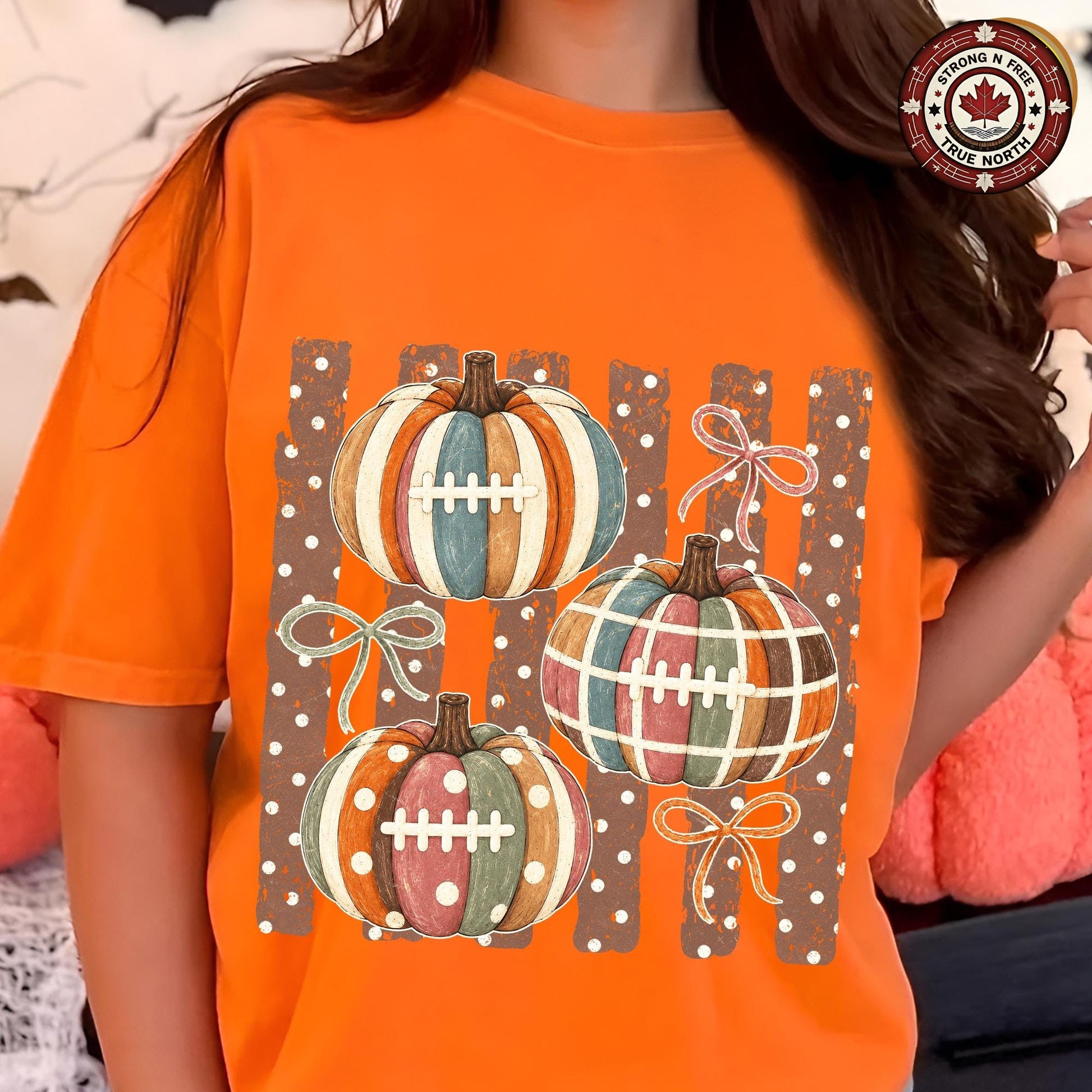 Vintage Football Fall , Pumpkin Football Shirt Design, Game Day , Autumn ready-to-press DTF transfer photo 3