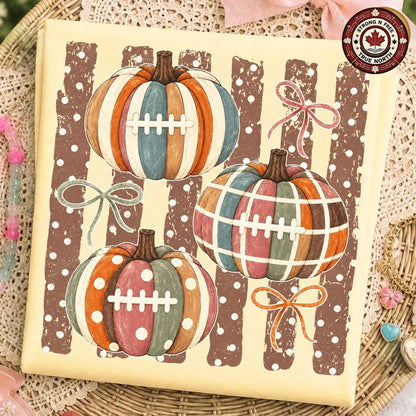Vintage Football Fall , Pumpkin Football Shirt Design, Game Day , Autumn ready-to-press DTF transfer photo 4
