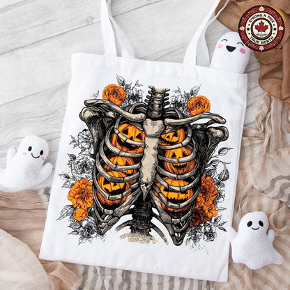 Floral Ribcage Pumpkin , Skeleton Fall Design, Retro Halloween Shirt , Spooky ready-to-press DTF transfer photo 6