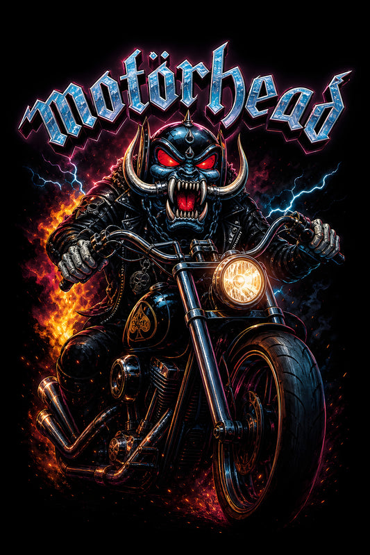 Motörhead Motorcycle - Halftone DTF transfer - Prints best on darks