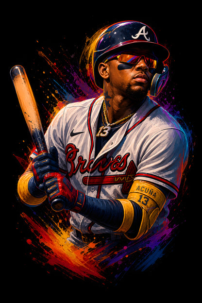 Ronald Acuna Jr Baseball - Halftone DTF transfer - Prints best on darks