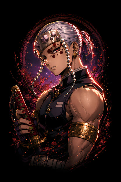 Tengen Uzui Jeweled Warrior - Halftone DTF transfer - Prints best on darks