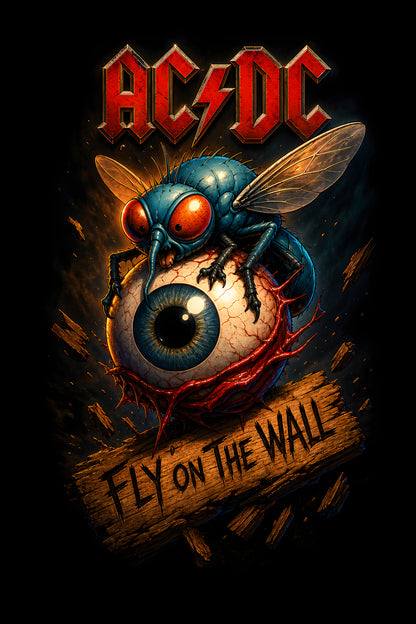 AC/DC Fly on the Wall - Halftone DTF transfer - Prints best on darks