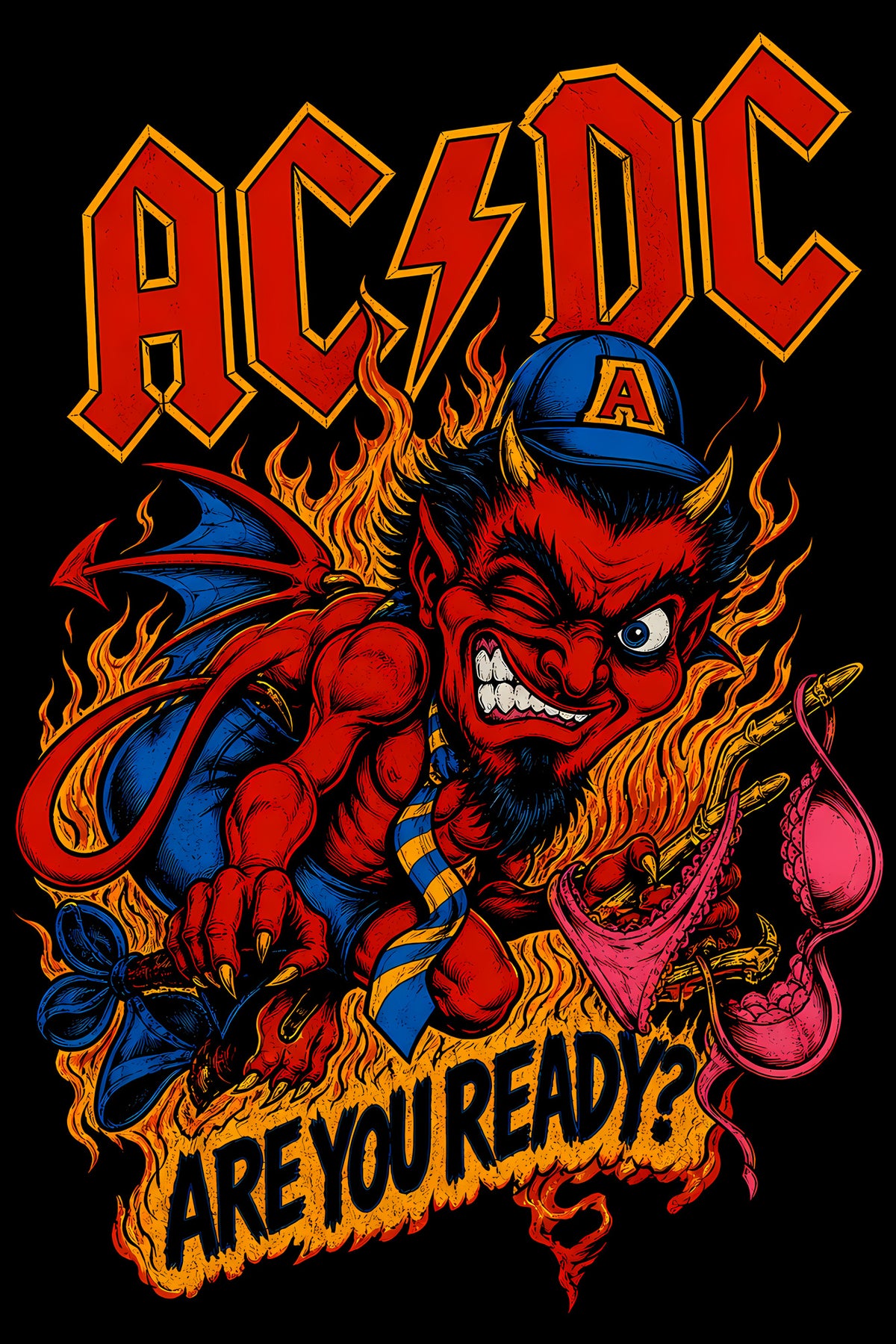 ACDC Are You Ready Devil - Halftone DTF transfer - Prints best on darks