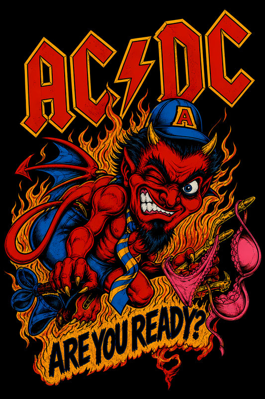 ACDC Are You Ready Devil - Halftone DTF transfer - Prints best on darks