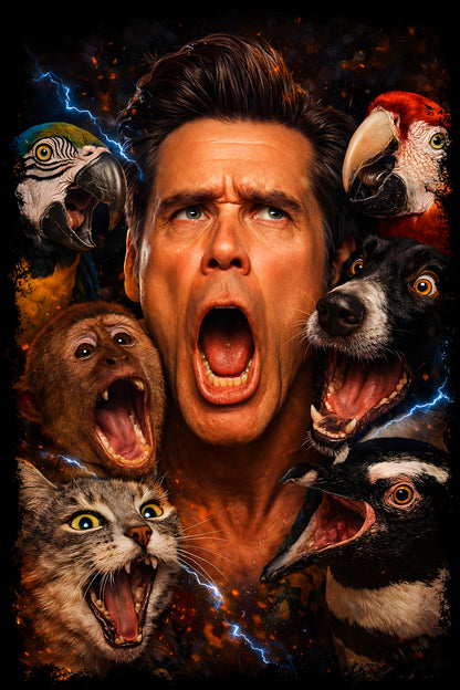Ace Ventura and Animals - Halftone DTF transfer - Prints best on darks