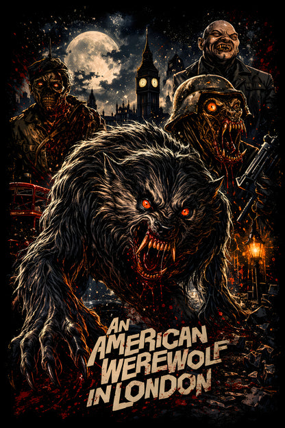 An American Werewolf in London - Halftone DTF transfer - Prints best on darks
