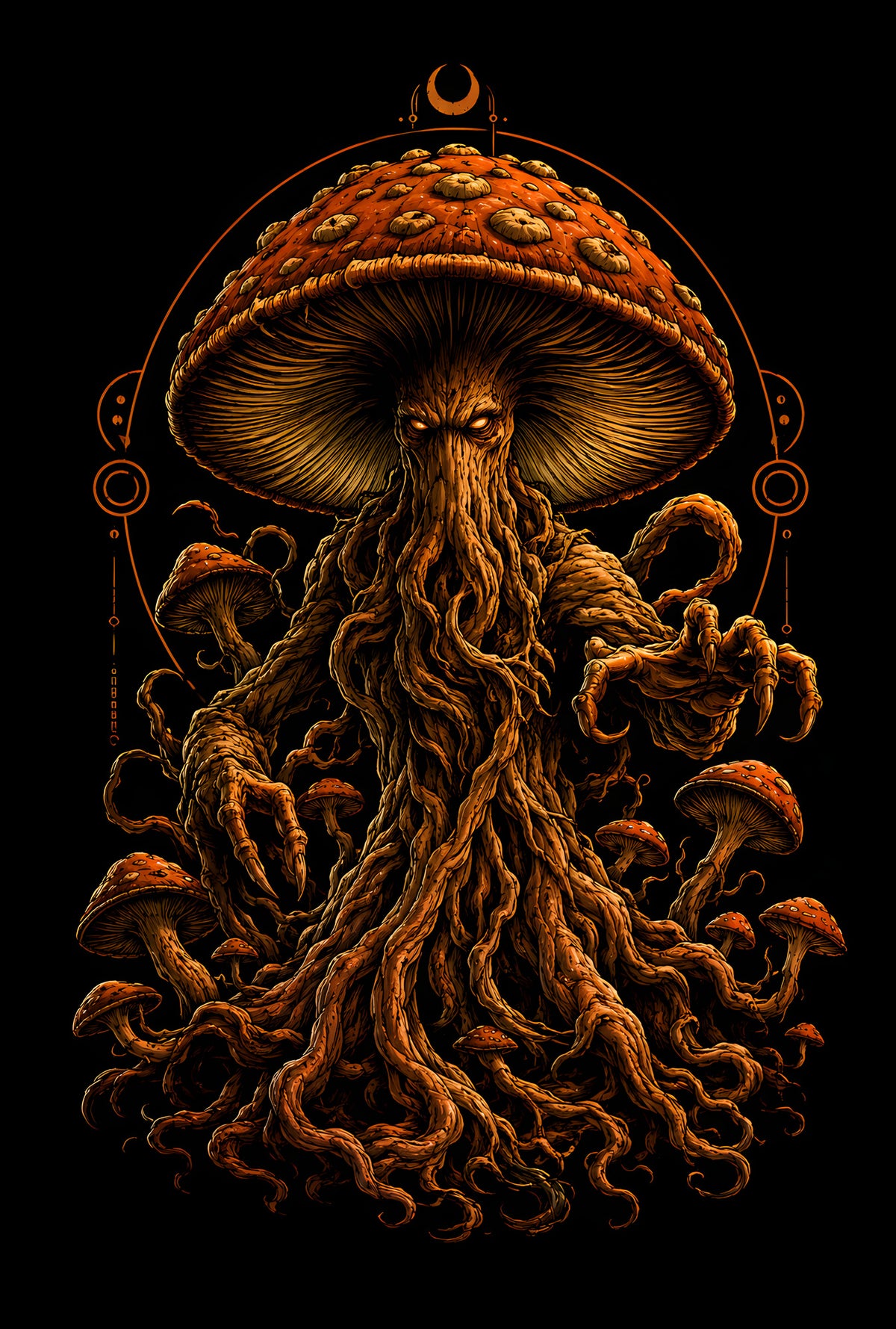 Ancient Mushroom Tree Creature - Halftone DTF transfer - Prints best on darks