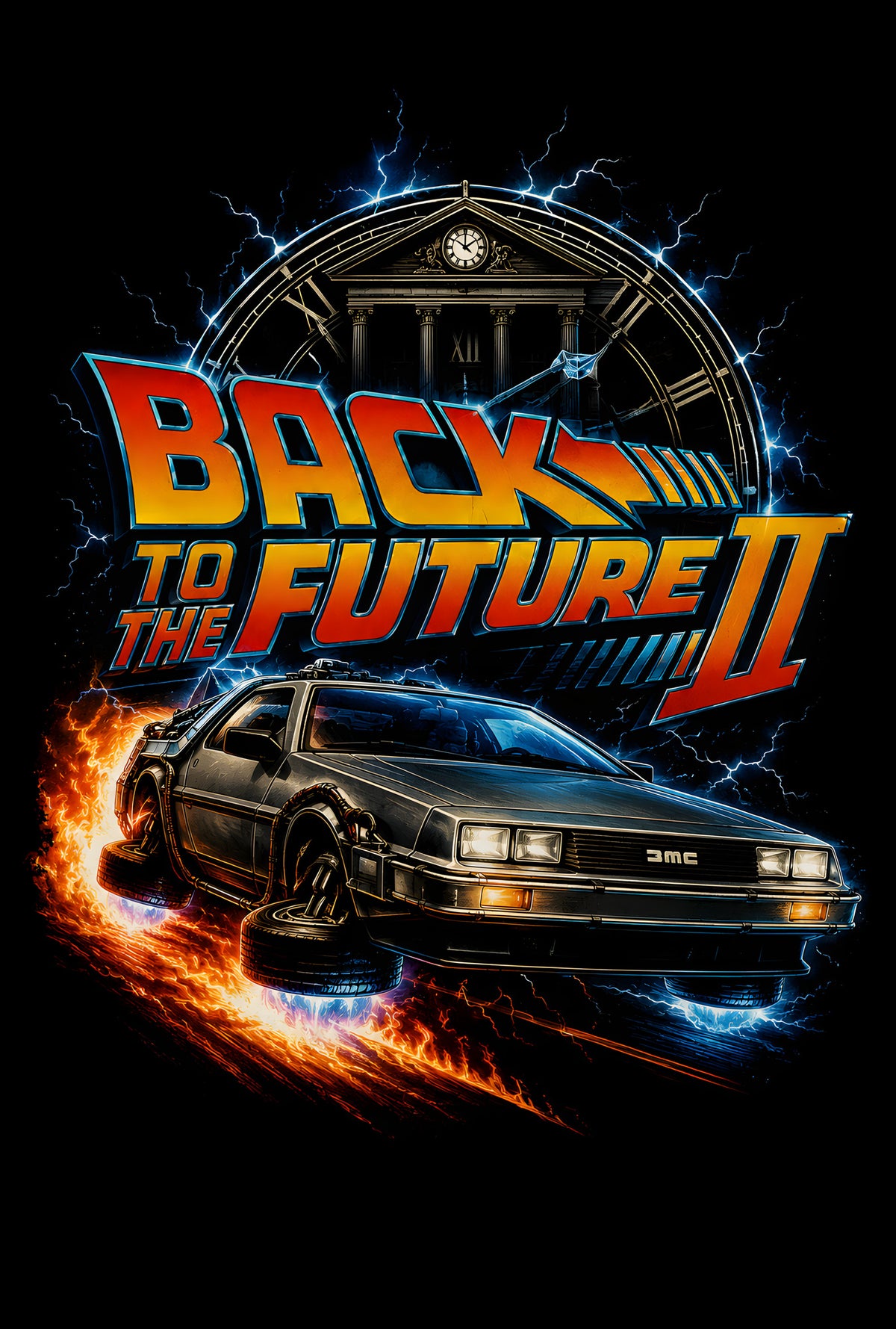 Back to the Future II DeLorean - Halftone DTF transfer - Prints best on darks