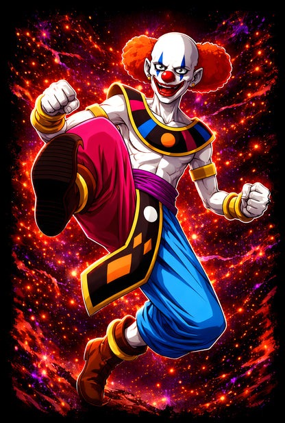 Belmod Clown Fighter - Halftone DTF transfer - Prints best on darks