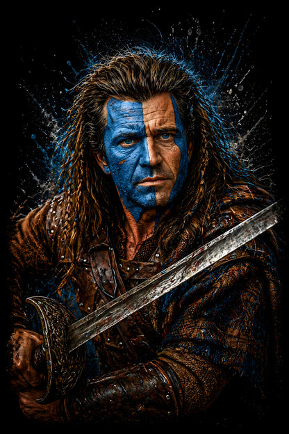 Blue-Faced Highland Warrior - Halftone DTF transfer - Prints best on darks