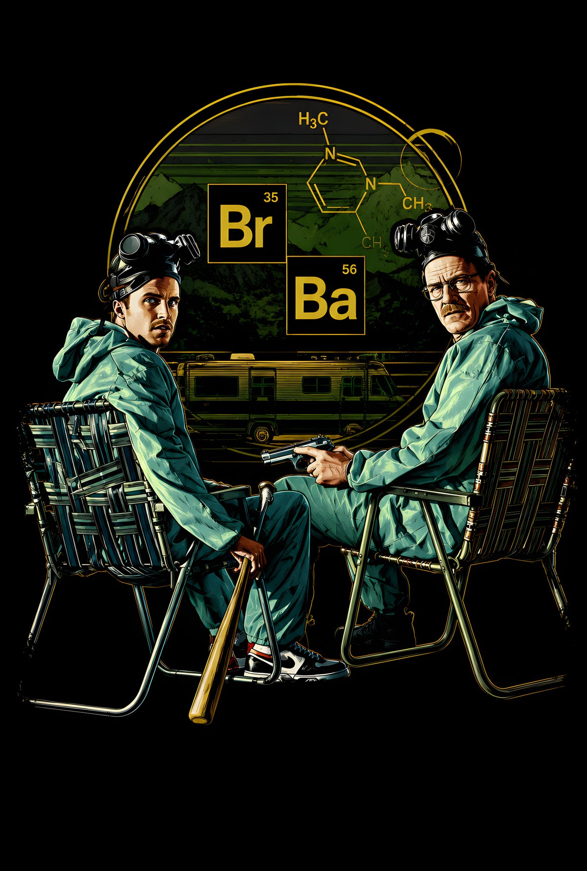 Breaking Bad Lab Duo - Halftone DTF transfer - Prints best on darks