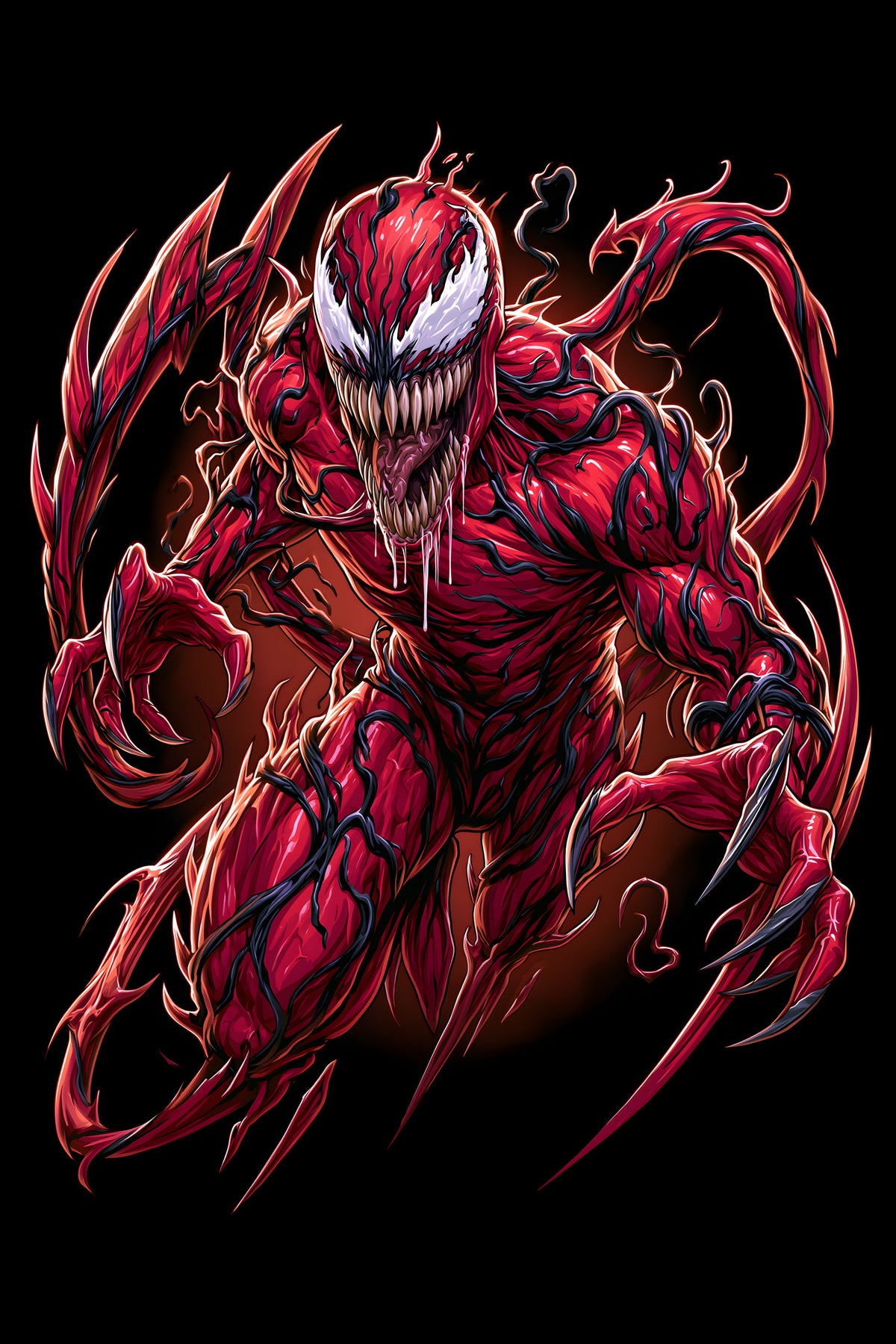 Carnage Symbiote - Halftone DTF transfer - Prints best on darks