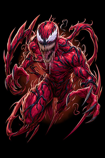 Carnage Symbiote - Halftone DTF transfer - Prints best on darks