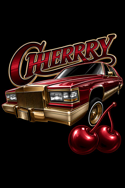 Cherry Red Cadillac - Halftone DTF transfer - Prints best on darks