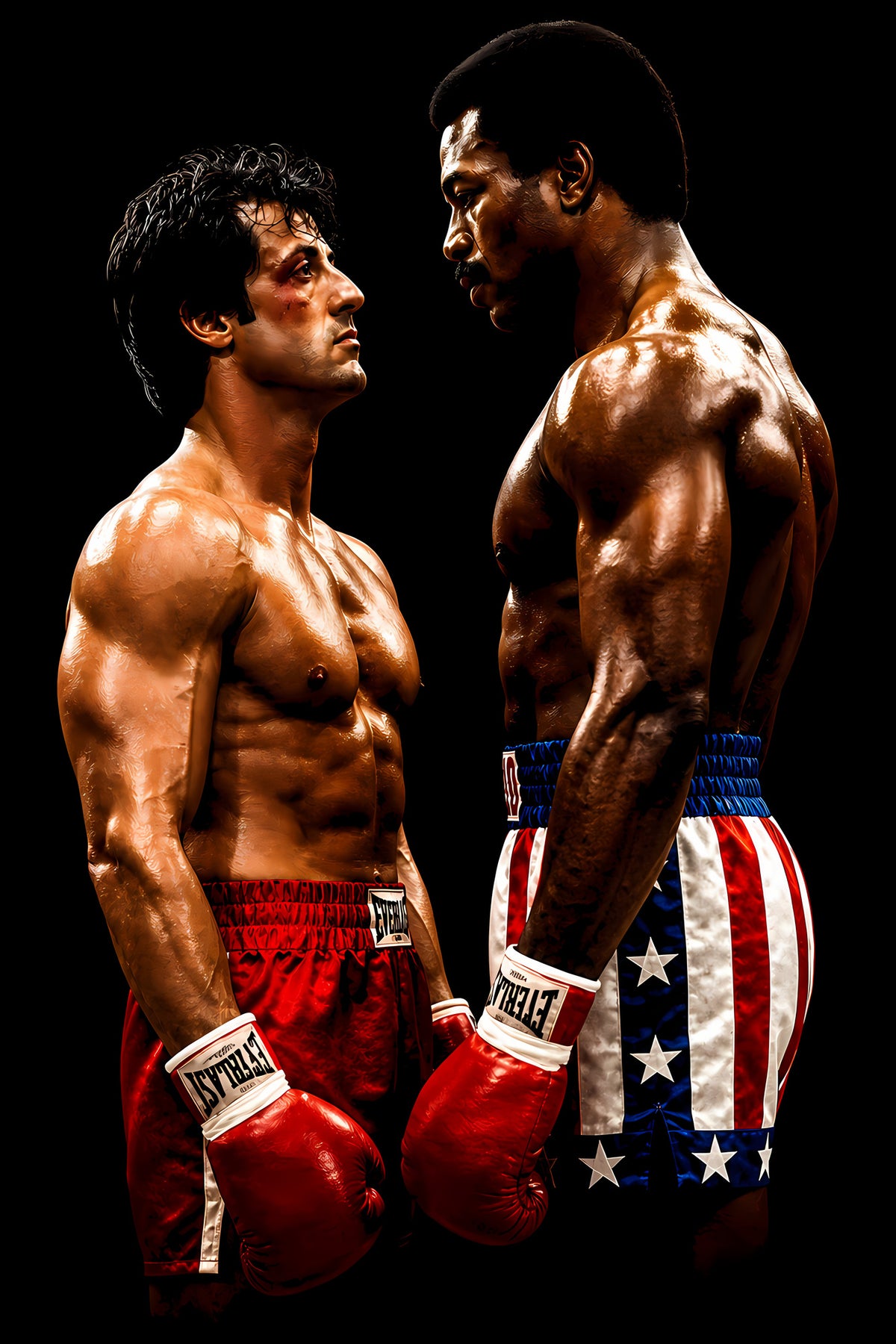 Classic Boxing Face-Off - Halftone DTF transfer - Prints best on darks