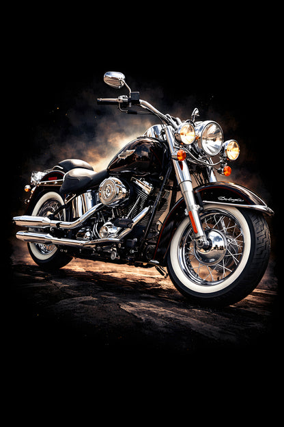 Classic Cruiser Motorcycle - Halftone DTF transfer - Prints best on darks