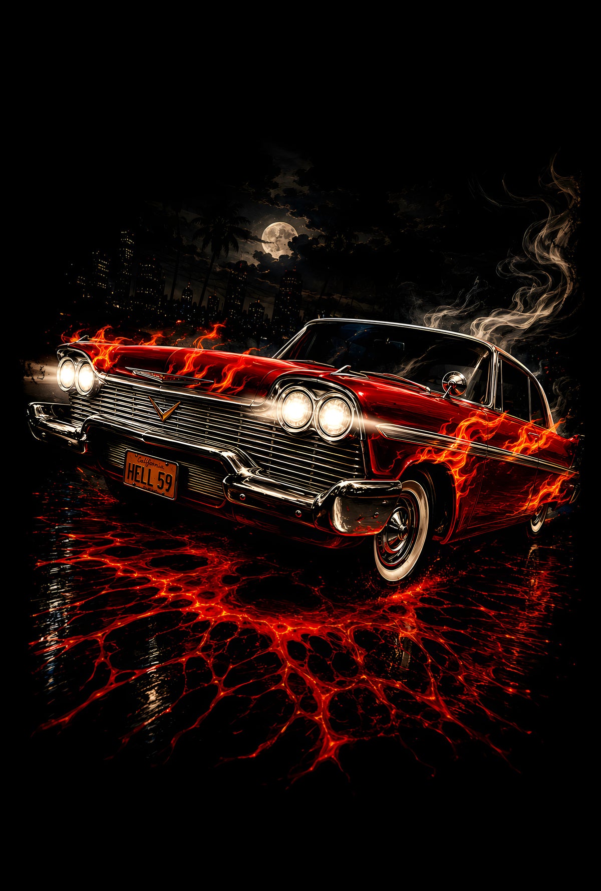 Classic Muscle Car on Lava - Halftone DTF transfer - Prints best on darks