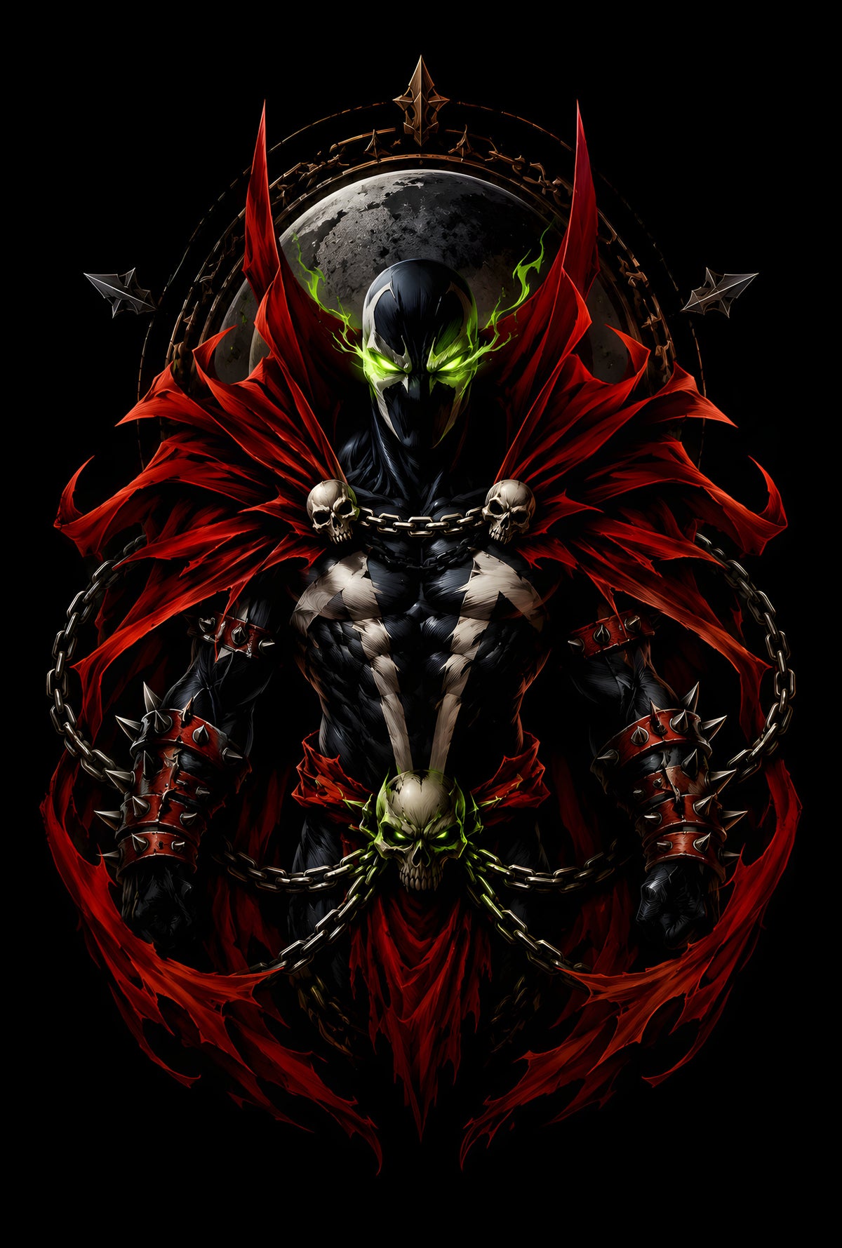 Crowned Reaper in Red Cloak - Halftone DTF transfer - Prints best on darks