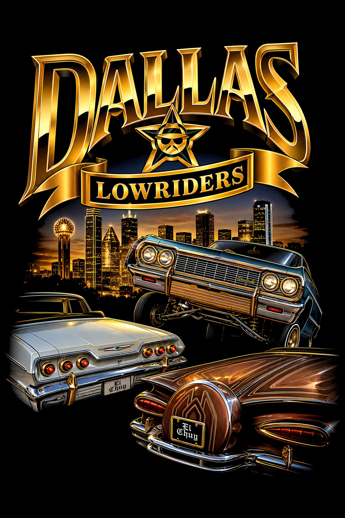 Dallas Lowriders - Halftone DTF transfer - Prints best on darks