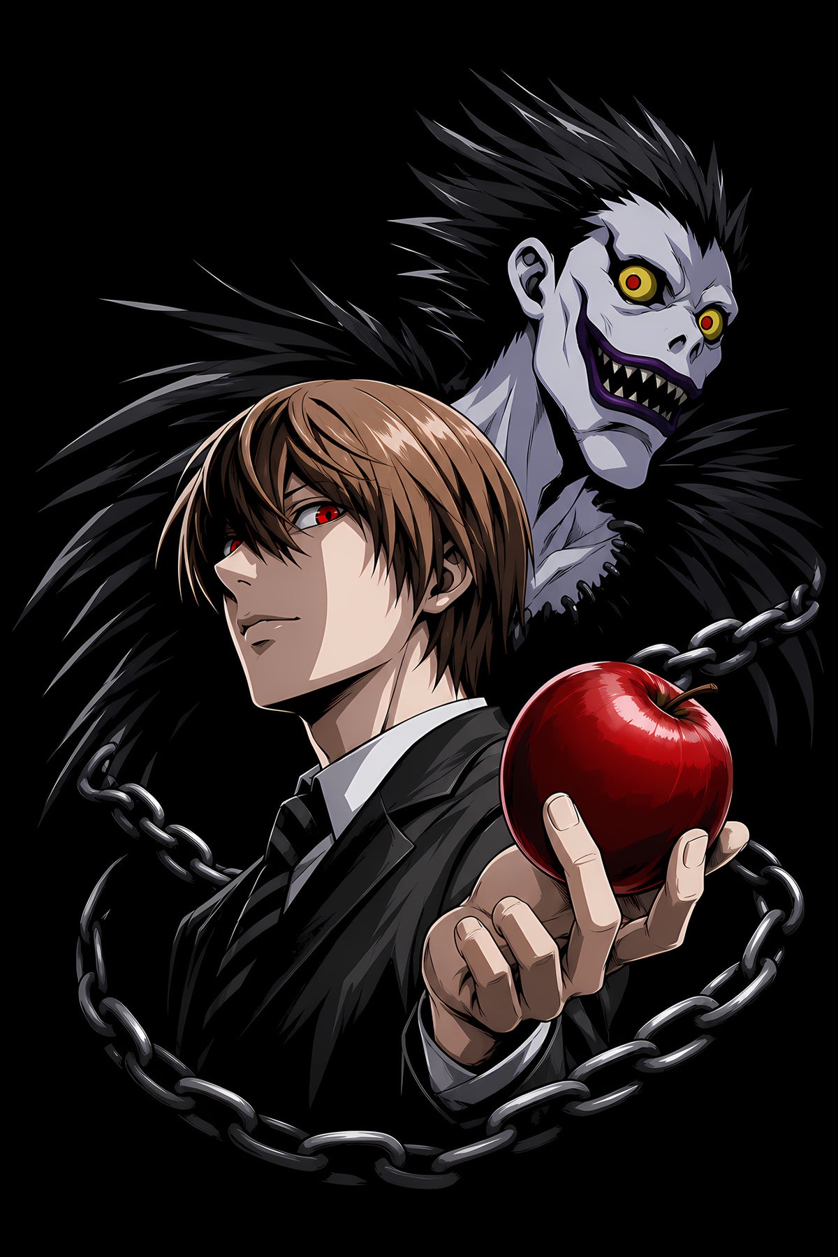 Death Note Light and Ryuk - Halftone DTF transfer - Prints best on darks