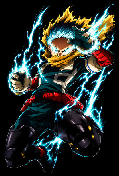 Deku Lightning Hero - Halftone DTF transfer - Prints best on darks