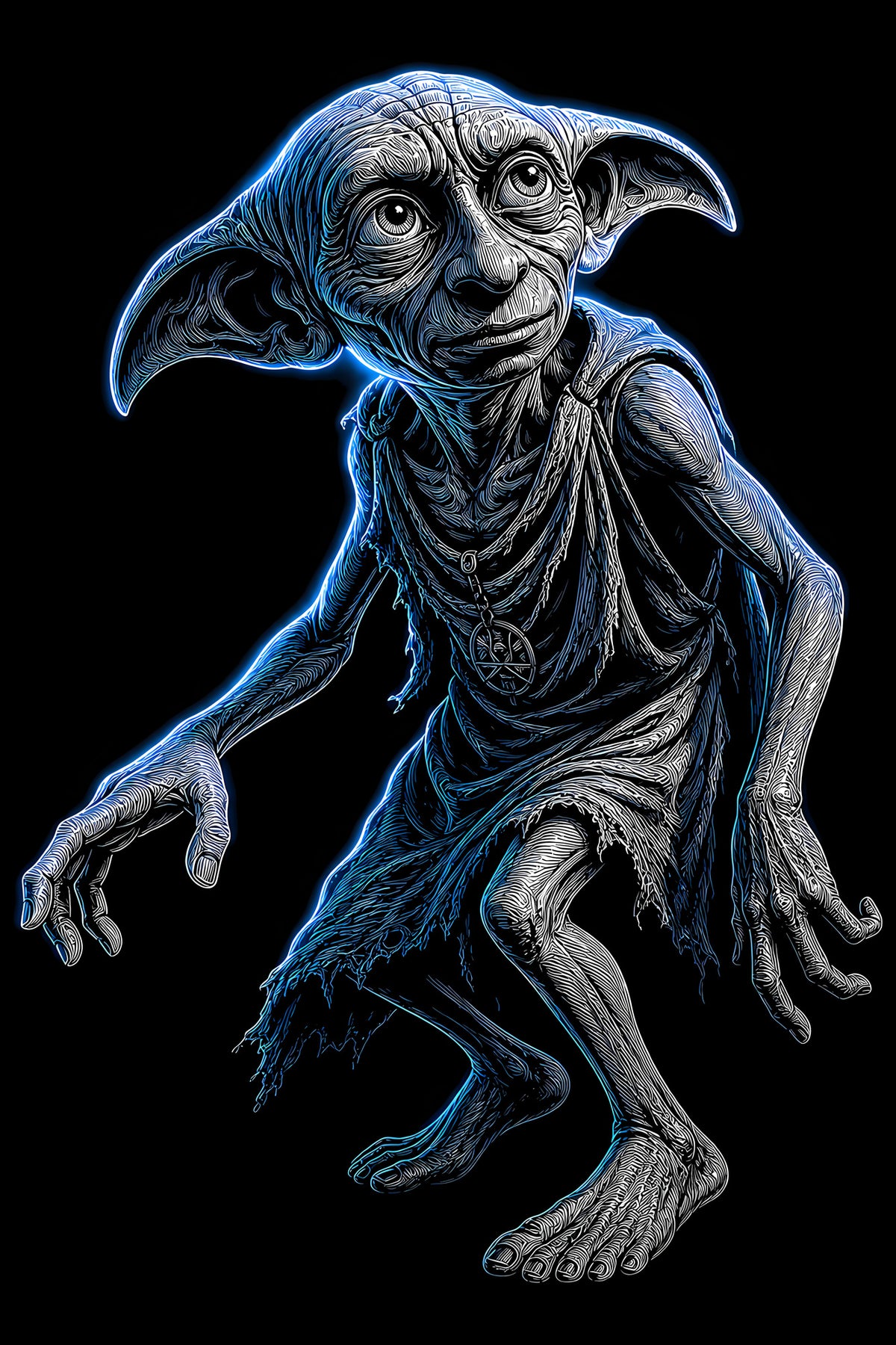 Dobby the House-Elf - Halftone DTF transfer - Prints best on darks